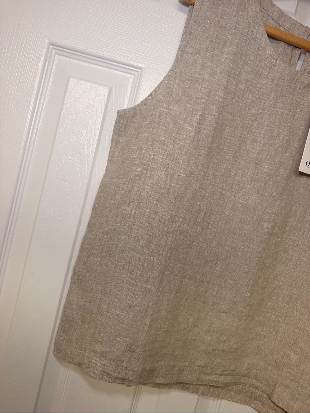 Quince 100% European Linen Tank Top Flax Beige Shell NWT M Coastal Chic Natural - Picture 5 of 16